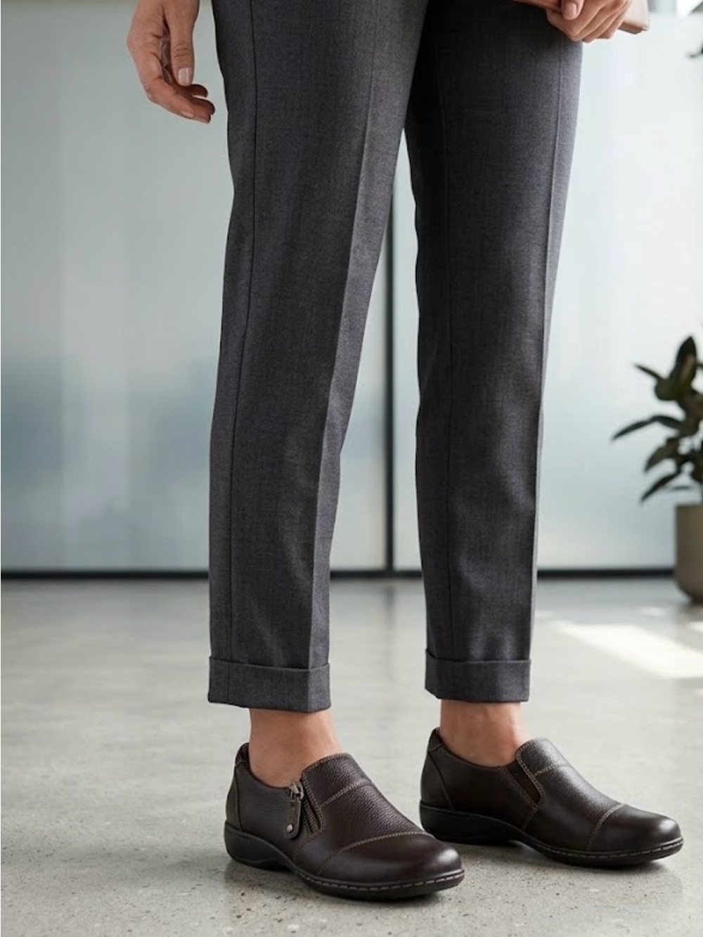 Clarks Collection Leather Zip Slip-On Loafers Women’s 7.5